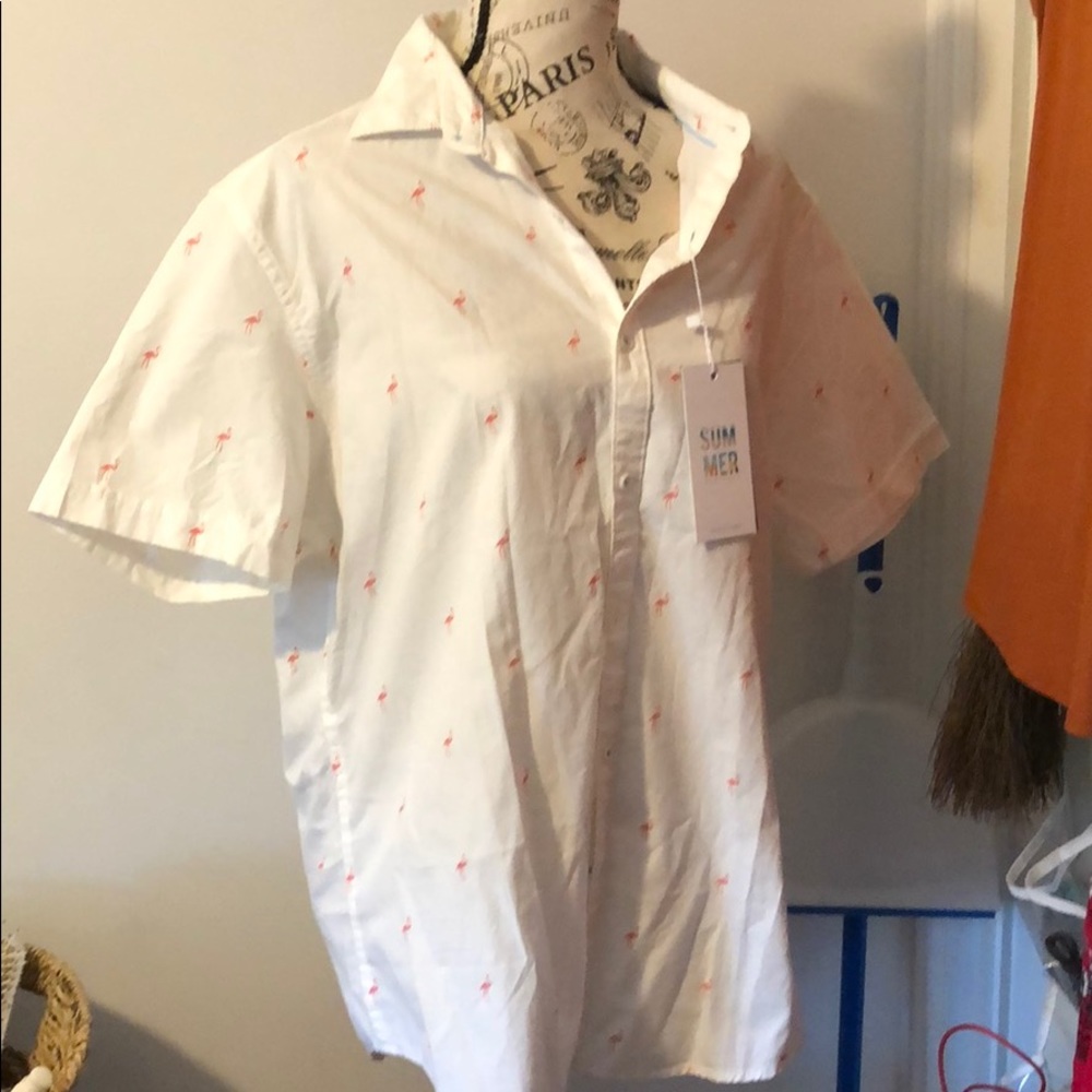 Denim & Flower short sleeve button up NWT